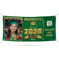 Graduation Banner, Custom Photo Vinyl Banner, Class of 2026, Graduation 2026, Personalized School Congrats Banner with Name Photo