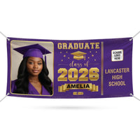 Graduation Banner, Custom Photo Vinyl Banner, Class of 2026, Graduation 2026, Personalized School Congrats Banner with Name Photo