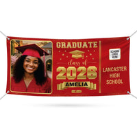 Graduation Banner, Custom Photo Vinyl Banner, Class of 2026, Graduation 2026, Personalized School Congrats Banner with Name Photo