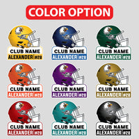 Personalized Football Helmet Yard Sign 24" x 24", Custom Name, Number, Logo Colors Outdoor Football Helmet Yard Signs with Metal Stakes