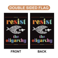 Resist the Oligarchy Garden Flag, Double Sided, Resist Hate Flag, Anti-Trump Flag, Statue of Liberty, Resist Racism, Resist Fascism Flag