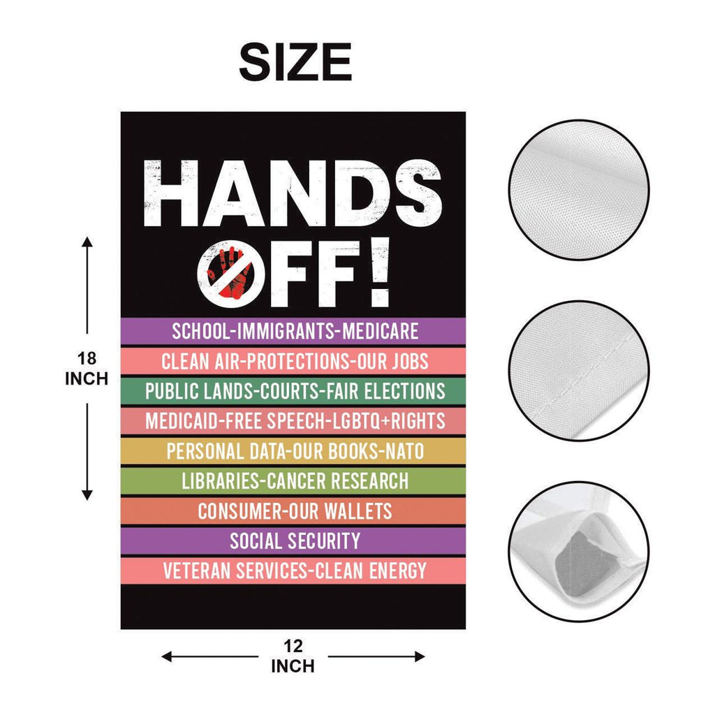 Hands Off Protest Garden Flag, Double Sided, Resist Hate Flag, Anti-Trump Flag, Women's Rights Flag, Resist Racism Flag, Resist Fascism Flag