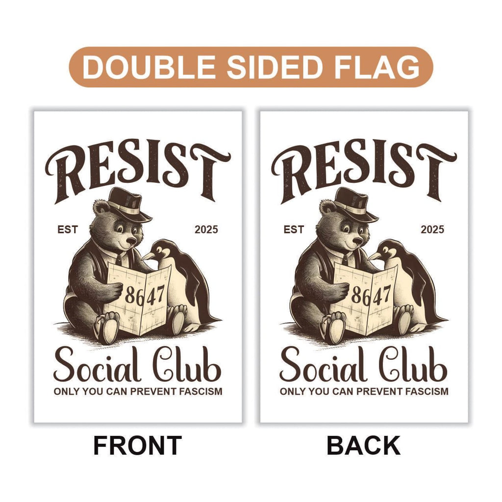 Bears Penguins RESIST Garden Flag, 12x18 Inch Double Sided, Resist Hate Flag, Anti-Trump, Funny Anti-Trump Anti-Elon Flag, Political Flag