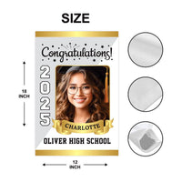 Personalized Graduation Garden Flag with Photo, Double Sided, Custom Name & School, Graduation Decoration 2025 Yard Sign, Class of 2025 Flag