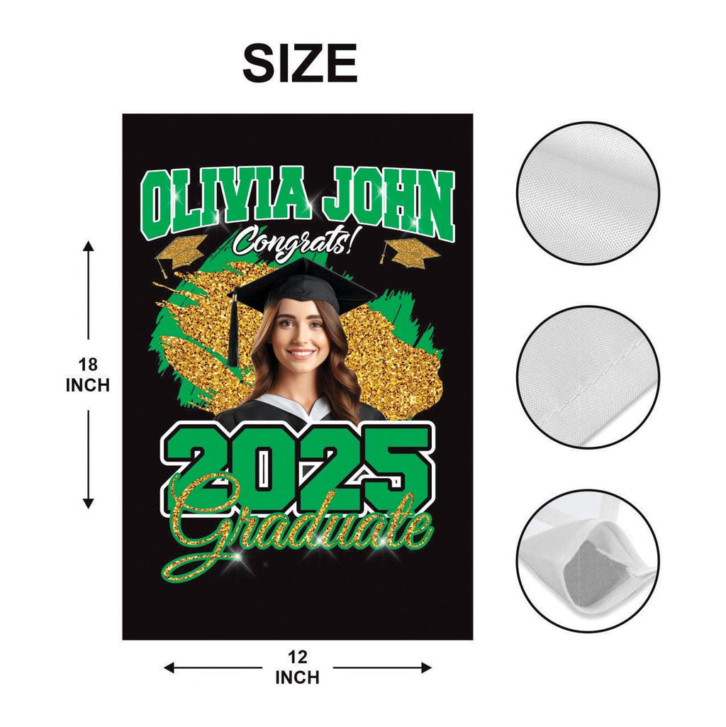 Personalized College Graduation Garden Flag, Double Sided Custom School, University Logo, Class of 2025 Yard Sign, Graduate Celebration Flag