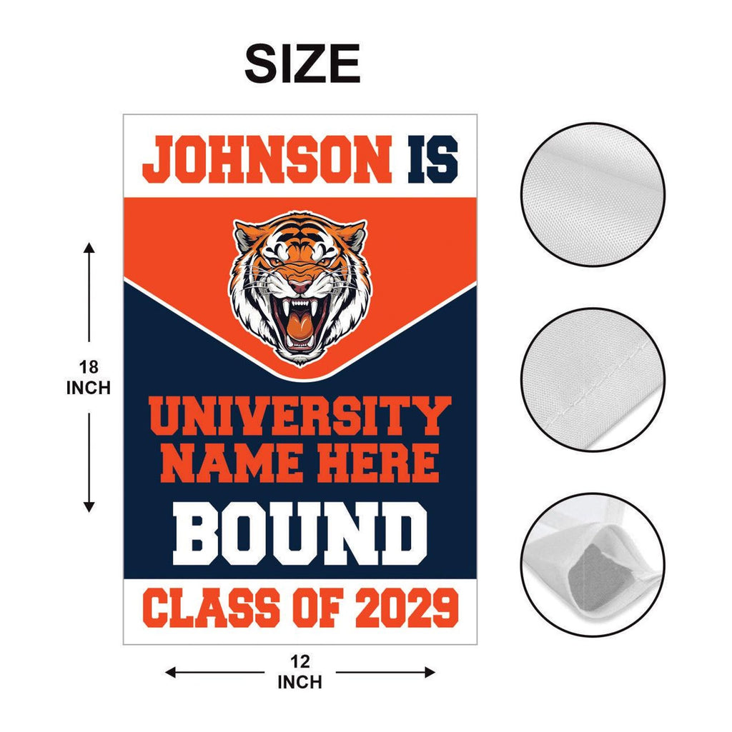 Personalized College Bound Garden Flag, Double Sided Future Graduate Custom Decor, University Bound Yard Sign, Class of 2025 Graduation Flag