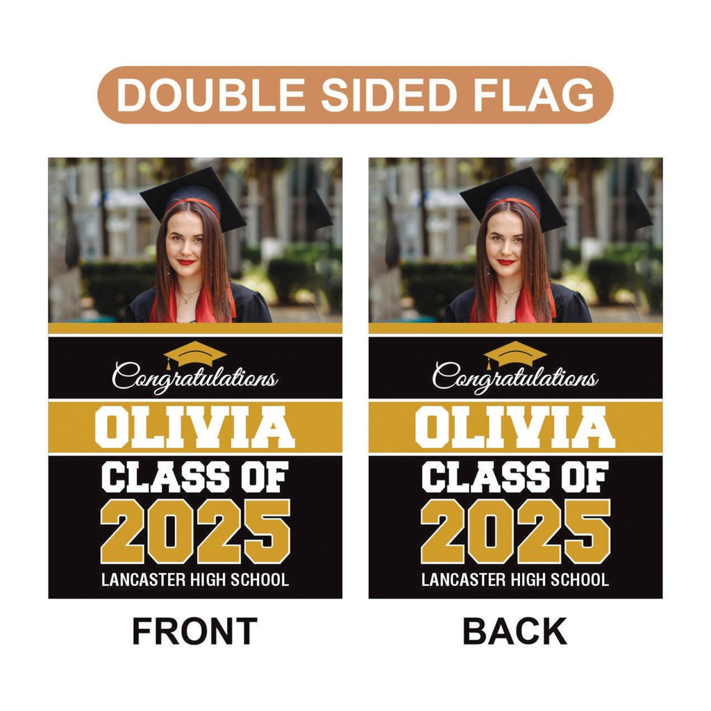 Personalized College Graduation Garden Flag, Double Sided Custom School, University Logo, Class of 2025 Yard Sign, Graduate Celebration Flag