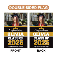 Personalized College Graduation Garden Flag, Double Sided Custom School, University Logo, Class of 2025 Yard Sign, Graduate Celebration Flag