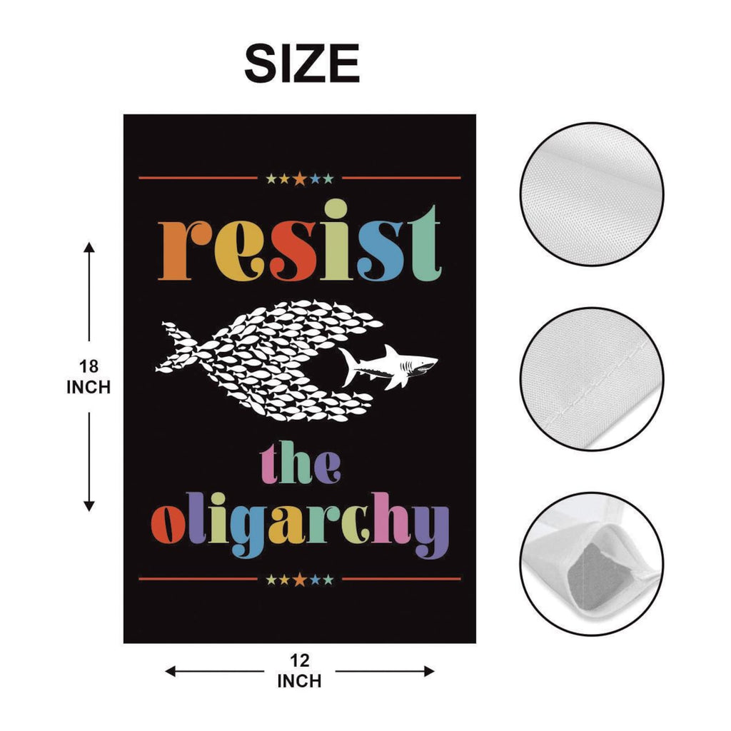 Resist the Oligarchy Garden Flag, Double Sided, Resist Hate Flag, Anti-Trump Flag, Statue of Liberty, Resist Racism, Resist Fascism Flag