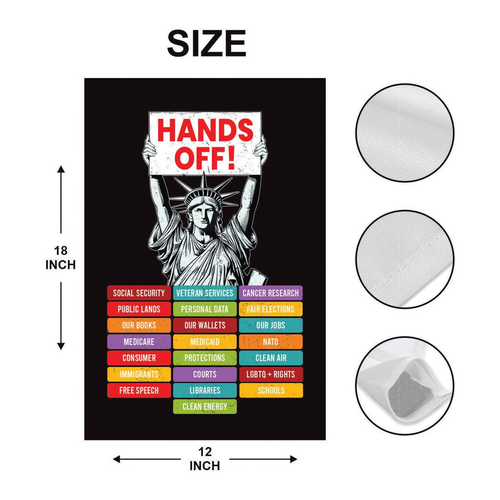 Hands Off Protest Garden Flag, Double Sided, Resist Hate Flag, Anti-Trump Flag, Women's Rights Flag, Resist Racism Flag, Resist Fascism Flag