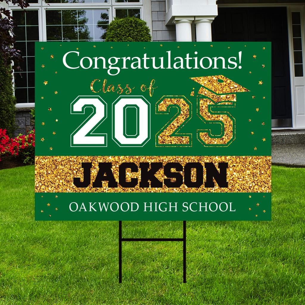 Personalized Graduation College Yard Sign 2025, College Bound Sign, Class of 2025, Custom Graduation 2025 Yard Sign with Metal H-Stake
