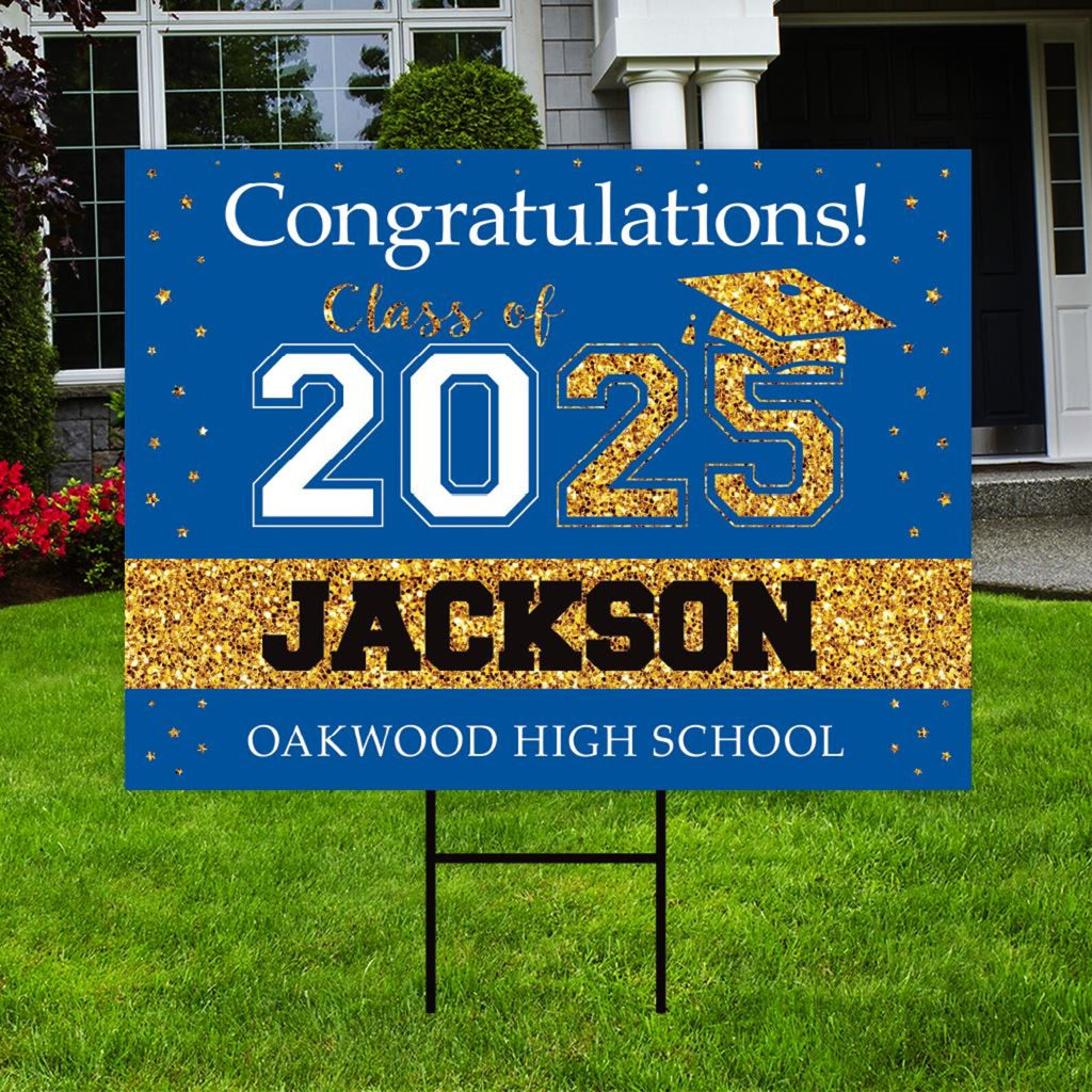 Personalized Graduation College Yard Sign 2025, College Bound Sign, Class of 2025, Custom Graduation 2025 Yard Sign with Metal H-Stake
