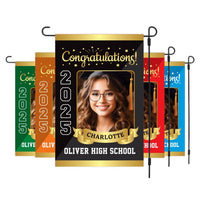 Personalized Graduation Garden Flag with Photo, Double Sided, Custom Name & School, Graduation Decoration 2025 Yard Sign, Class of 2025 Flag