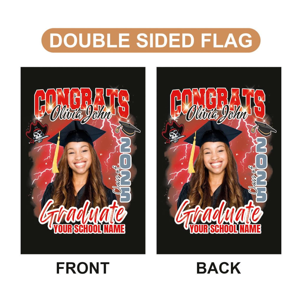 Personalized Graduation Garden Flag with Photo, Double Sided, Custom Name & School, Graduation Decoration 2025 Yard Sign, Class of 2025 Flag