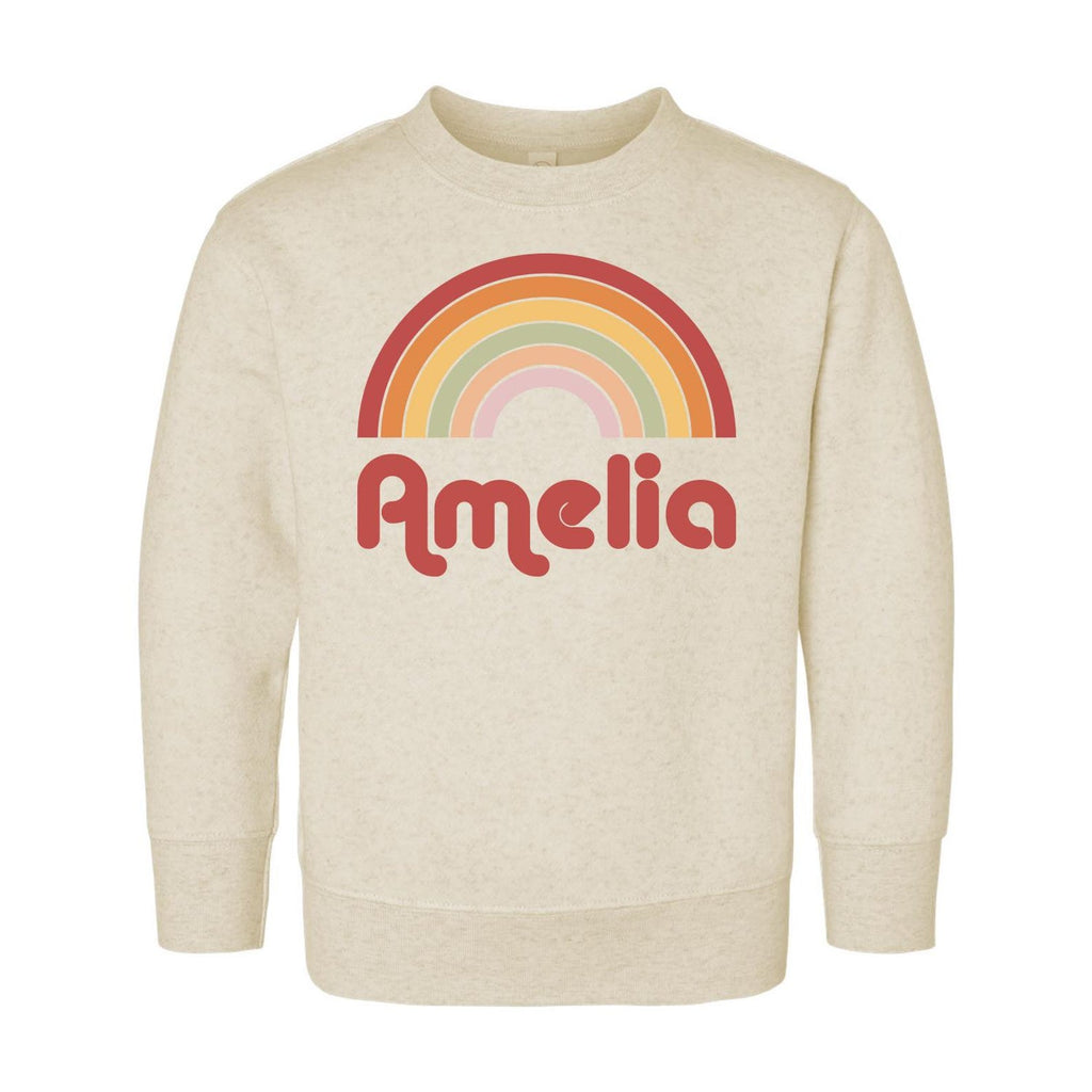 Personalized Girls Name Onesie, Baby Bodysuit, Baby Shirt, Toddler Sweatshirt - Custom Retro Rainbow Outfit, Cute Gift for Baby Girl