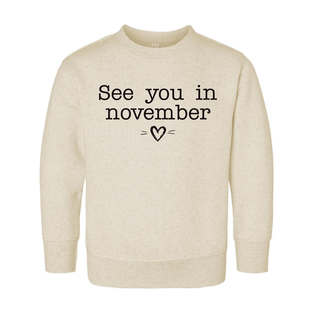See You in November Onesie, Baby Bodysuit, Baby Shirt, Toddler Sweatshirt - Simple Pregnancy Reveal, Baby Announcement Outfit for Fall Baby