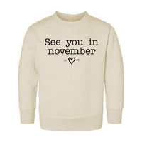 See You in November Onesie, Baby Bodysuit, Baby Shirt, Toddler Sweatshirt - Simple Pregnancy Reveal, Baby Announcement Outfit for Fall Baby