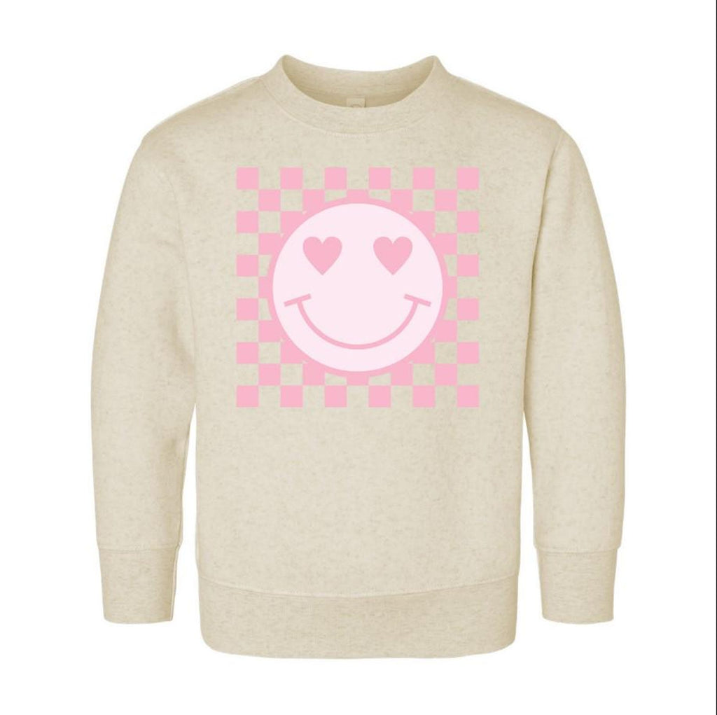 Pink Smiley Face Onesie, Baby Bodysuit, Baby Shirt, Toddler Sweatshirt, Retro Happy Summer Outfit, Cute Baby Girl Gift, Groovy Sunshine Look