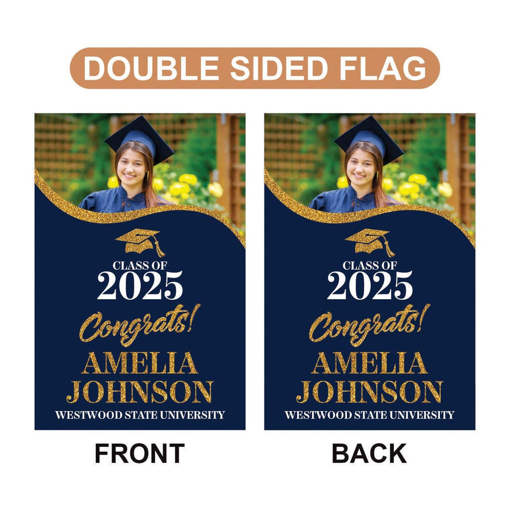 Personalized High School Graduation Photo Garden Flag, Double Sided Custom College Graduation, Class of 2025 Yard Sign, Celebration Flag