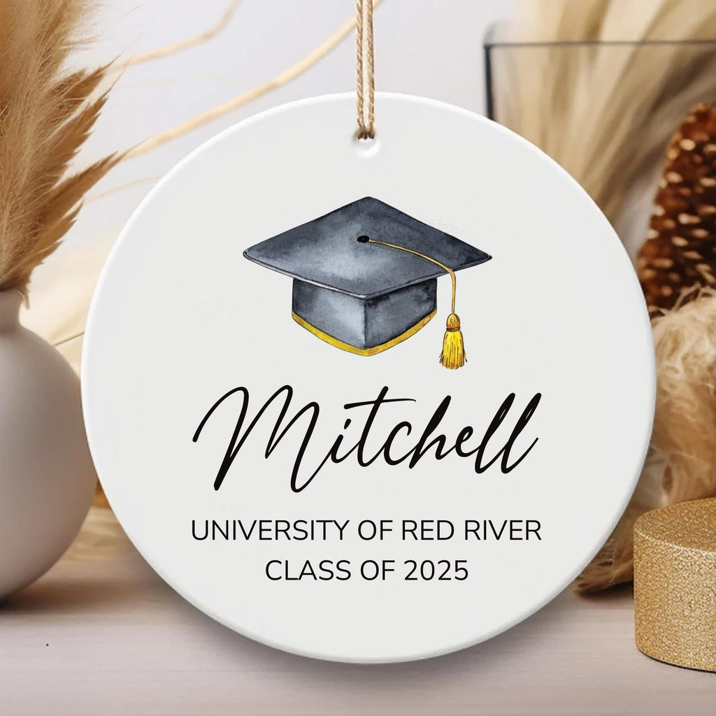 Personalized Graduation Ornament, Custom Ceramic Keepsake, College University High School Gift, Class of 2025, Master's Degree Memory Grad
