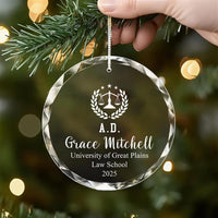 Law Degree Graduation Crystal Ornament, Personalized Lawyer Gift, Custom Class of 2025 Keepsake, Law School Grad Christmas Ornament