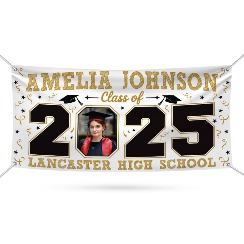 Graduation 2025 Personalized Banner, Congratulations Photo Banner, Graduation Party, Class of 2025, Graduation Vinyl Banner Metal Grommets