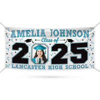 Graduation 2025 Personalized Banner, Congratulations Photo Banner, Graduation Party, Class of 2025, Graduation Vinyl Banner Metal Grommets