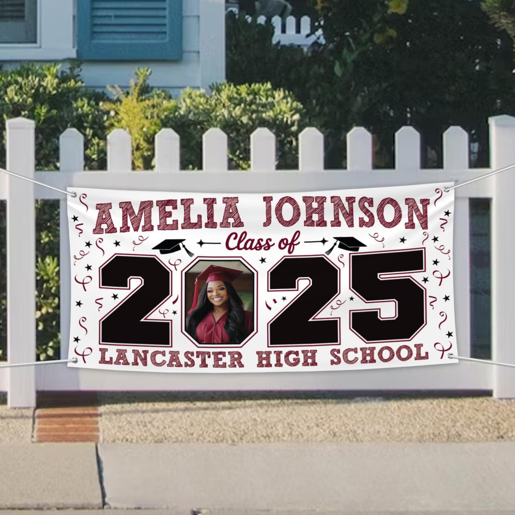 Graduation 2025 Personalized Banner, Congratulations Photo Banner, Graduation Party, Class of 2025, Graduation Vinyl Banner Metal Grommets
