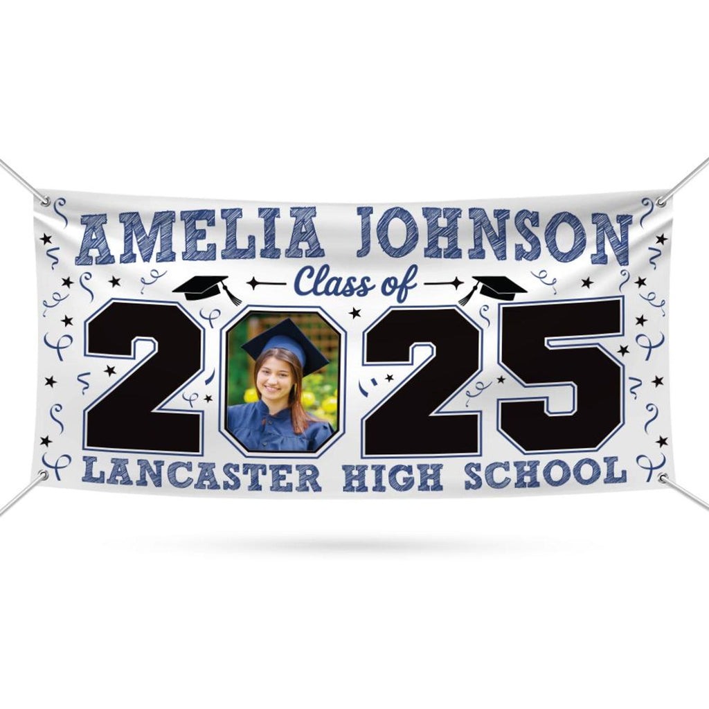 Graduation 2025 Personalized Banner, Congratulations Photo Banner, Graduation Party, Class of 2025, Graduation Vinyl Banner Metal Grommets