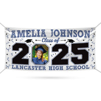 Graduation 2025 Personalized Banner, Congratulations Photo Banner, Graduation Party, Class of 2025, Graduation Vinyl Banner Metal Grommets