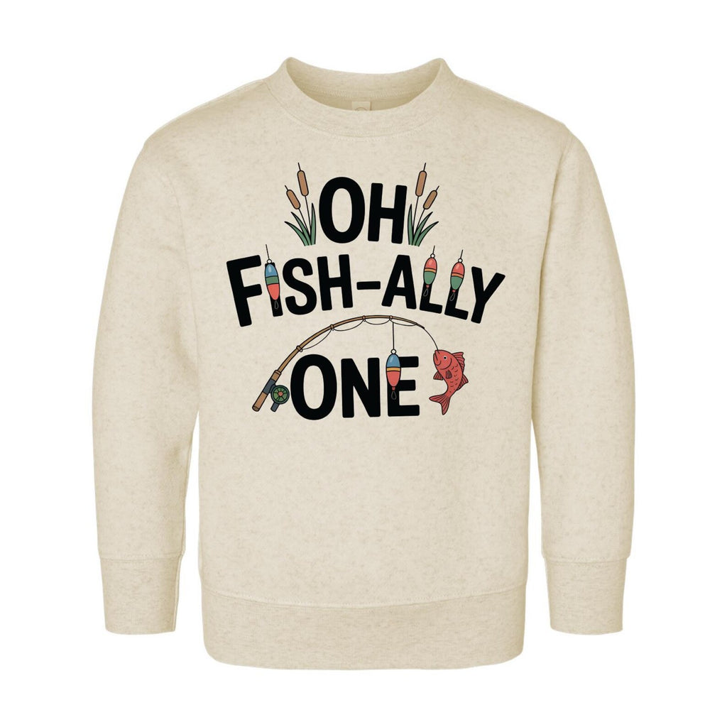 Oh Fish-Ally One Toddler Sweatshirt , Baby Shirt, Onesie, Baby Bodysuit - Vintage First Birthday Outfit, Cute One Year Old Fishing Party Gift