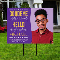 Personalized Middle School Graduation Yard Sign with Photo, Class of 2025, Outdoor Custom Graduation 2025 Party Yard Sign with Metal H-Stake