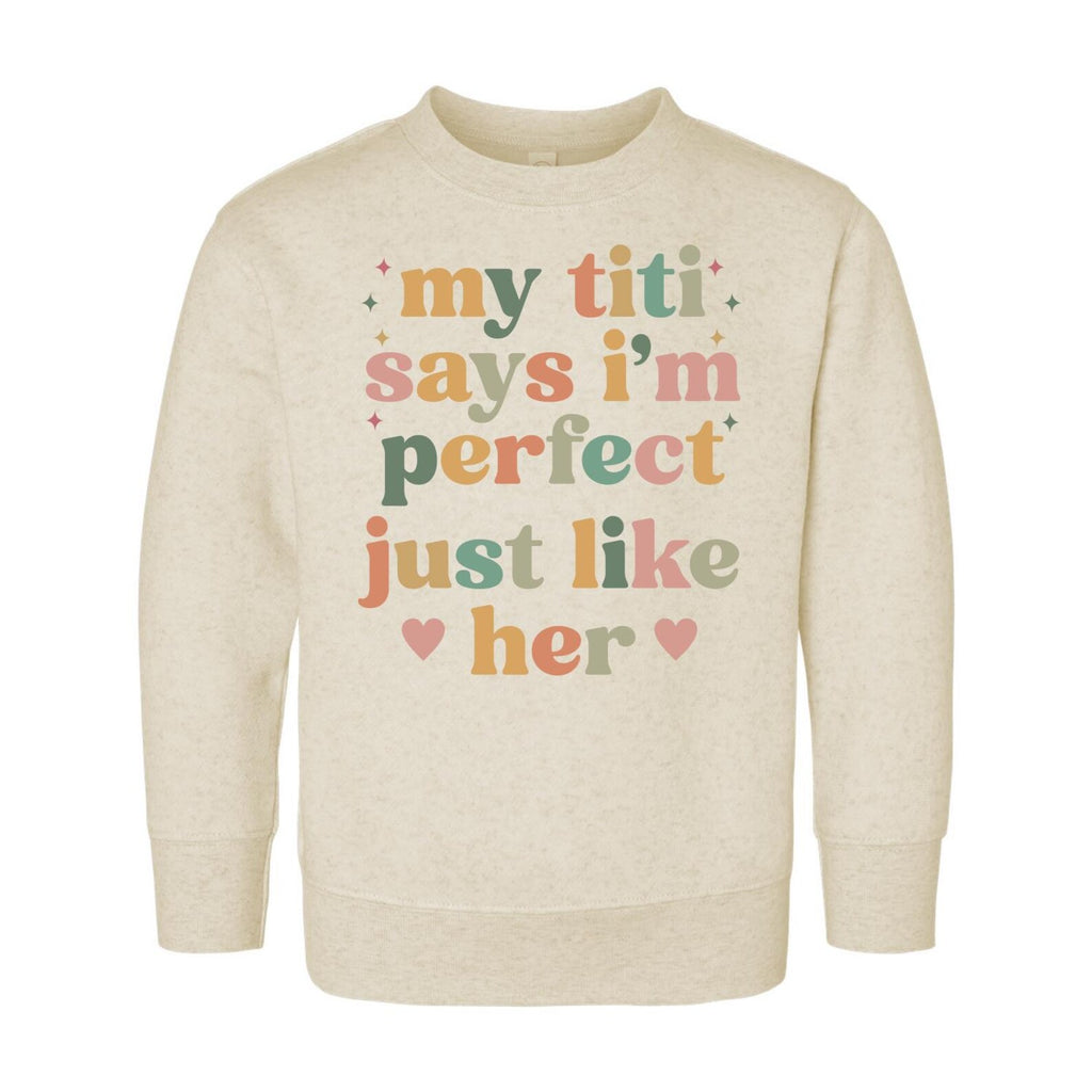 My Titi Says I'm Perfect Onesie Baby Bodysuit, Baby Shirt, Toddler Sweatshirt, Auntie's Bestie Boho Rainbow Outfit, Cute Baby Girl Gift Idea