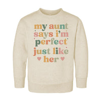 My Aunt Says I'm Perfect Onesie, Baby Bodysuit, Baby Shirt, Toddler Sweatshirt - Auntie's Bestie Boho Outfit, Baby Gift, Auntie's Favorite