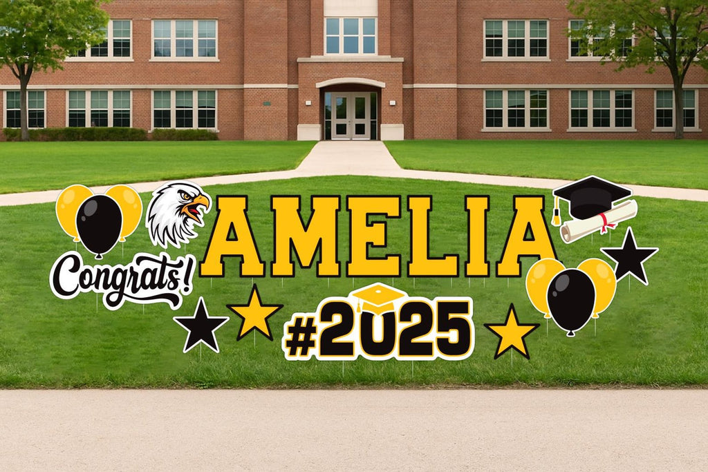Personalized Graduation Yard Sign Letters 17", Custom Graduation Yard Cutouts Congratulations Grad 2025 Yard Décor With Metal Stakes