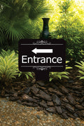 Entrance Yard Sign 10” x 14” - Rust-free Aluminum Directional Entrance Sign for Front Door, Arrow Enter Sign with Integrated Stake