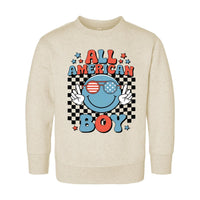 All American Boy Baby Bodysuit, Baby Shirt, Toddler Sweatshirt - America Retro Outfit, 4th of July Toddler Gift, Retro Memorial Day Clothing