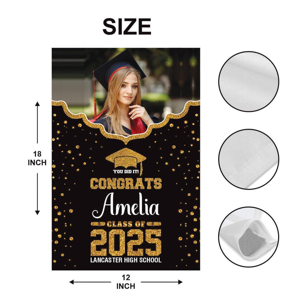 Personalized College Graduation Garden Flag, Double Sided Custom School, University Logo, Class of 2025 Yard Sign, Graduate Celebration Flag