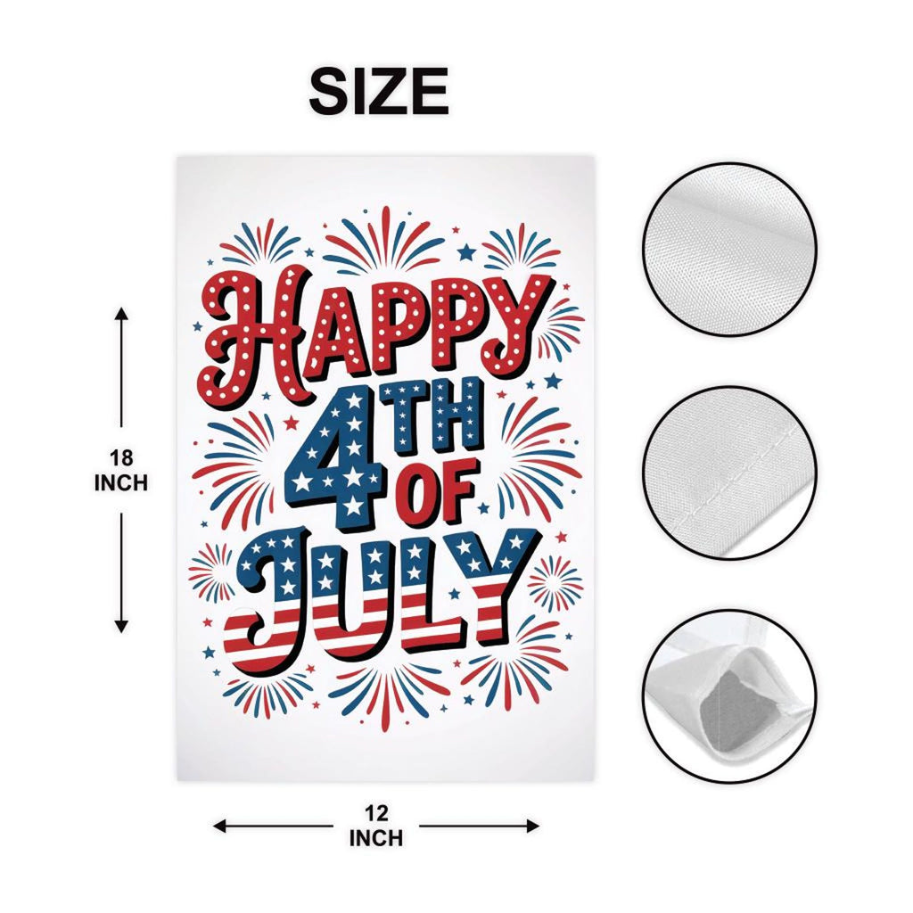 Happy 4th of July Garden Flag, Patriotic Yard Flag, American Flag Outdoor Decor, Independence Day Lawn Decoration, Red White Blue Flag