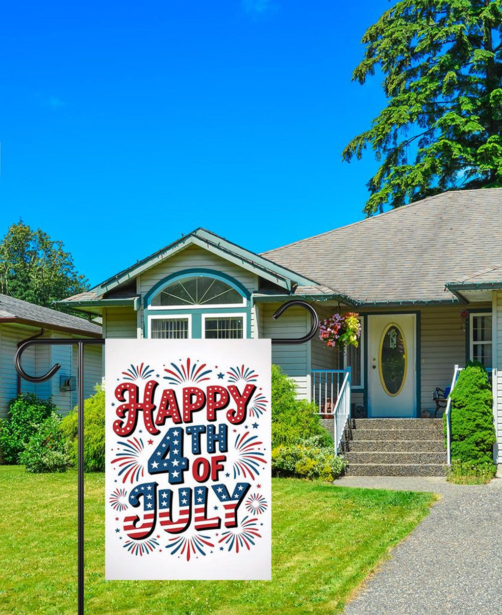 Happy 4th of July Garden Flag, Patriotic Yard Flag, American Flag Outdoor Decor, Independence Day Lawn Decoration, Red White Blue Flag