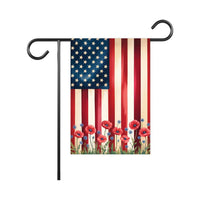 American Flag Flower Garden Flag, Poppy and Myosotis Yard Flag, Patriotic Memorial Day Outdoor Decor, 4th of July Summer Lawn Decoration