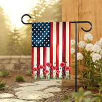 American Flag Flower Garden Flag, Poppy and Myosotis Yard Flag, Patriotic Memorial Day Outdoor Decor, 4th of July Summer Lawn Decoration