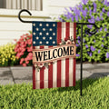 Welcome Garden Flag, Rustic American Flag Yard Flag, Patriotic Outdoor Decor, 4th of July Summer Lawn Decoration, Country USA Welcome Sign