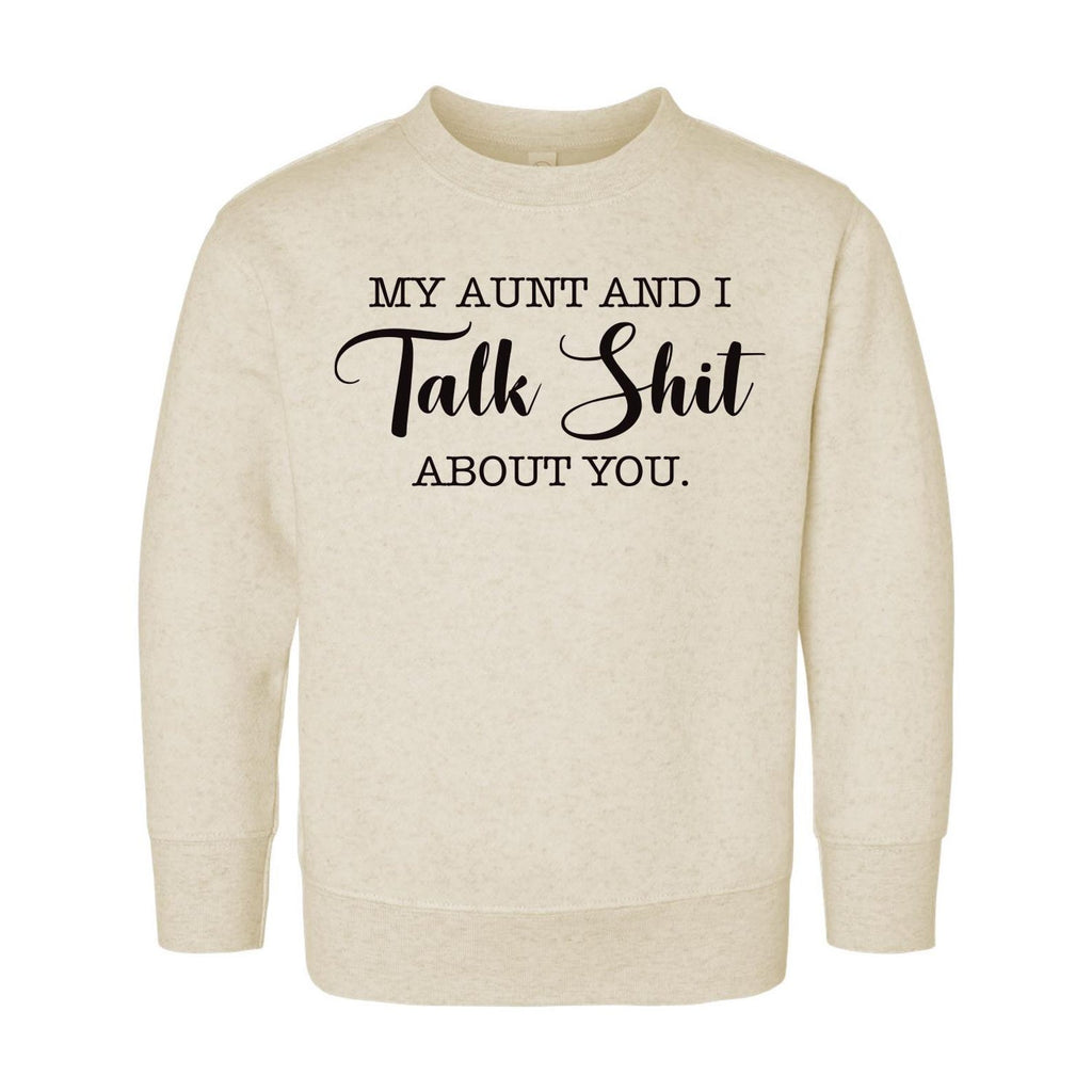 My Aunt and I Talk Shit Onesie, Baby Bodysuit, Baby Shirt, Toddler Sweatshirt - Funny Aunt Baby Outfit, Sarcastic Gift for Cool Aunt & Baby