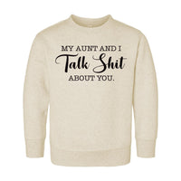 My Aunt and I Talk Shit Onesie, Baby Bodysuit, Baby Shirt, Toddler Sweatshirt - Funny Aunt Baby Outfit, Sarcastic Gift for Cool Aunt & Baby