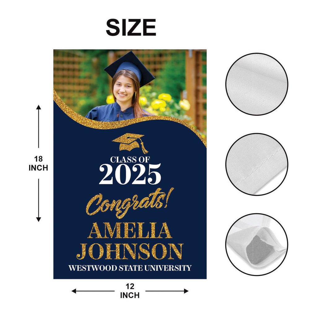 Personalized High School Graduation Photo Garden Flag, Double Sided Custom College Graduation, Class of 2025 Yard Sign, Celebration Flag