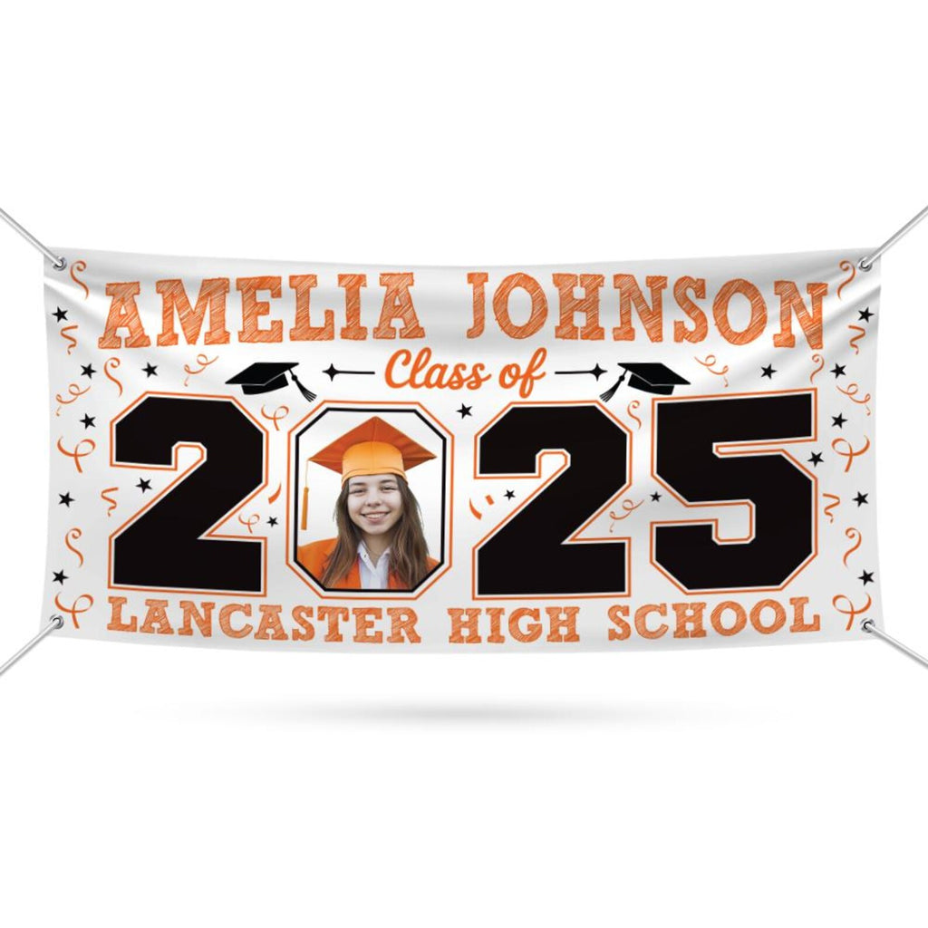 Graduation 2025 Personalized Banner, Congratulations Photo Banner, Graduation Party, Class of 2025, Graduation Vinyl Banner Metal Grommets