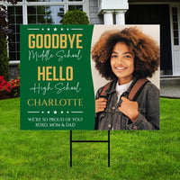 Personalized Middle School Graduation Yard Sign with Photo, Class of 2025, Outdoor Custom Graduation 2025 Party Yard Sign with Metal H-Stake