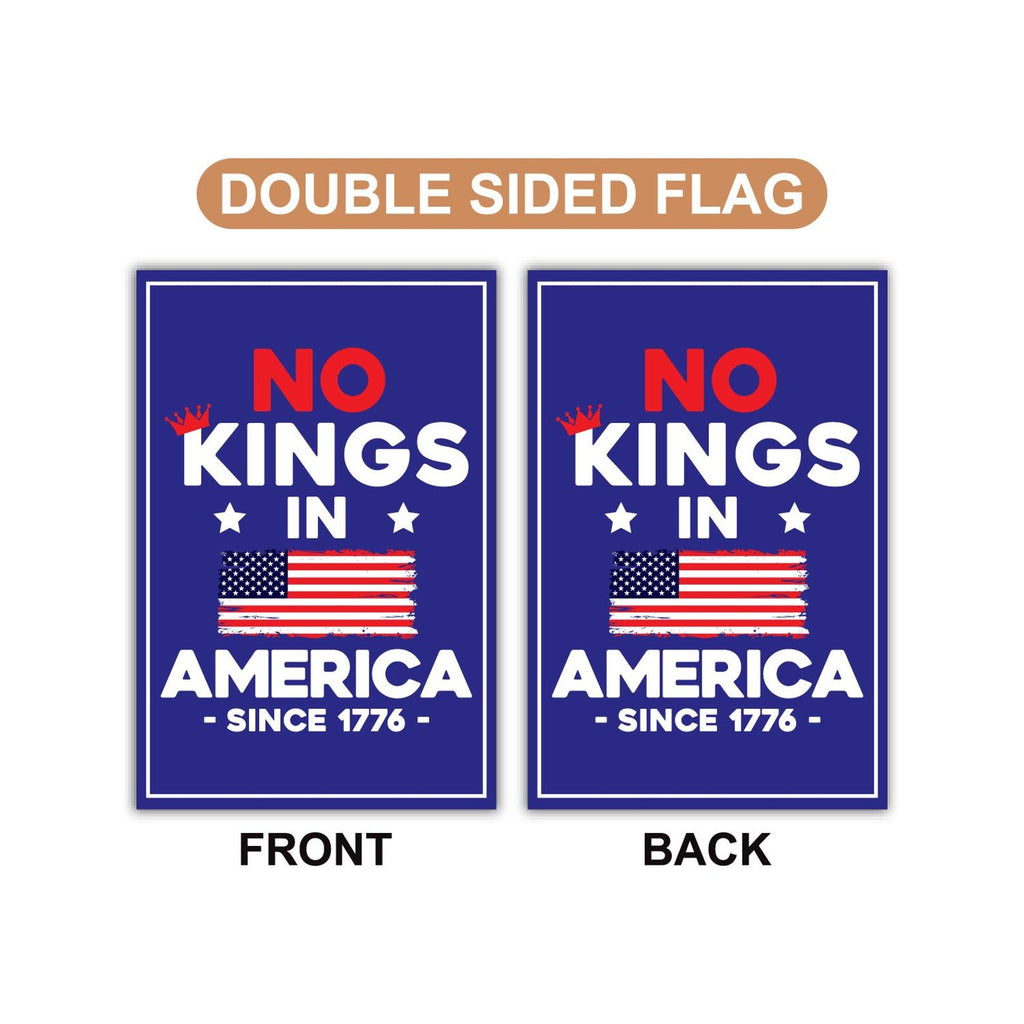 No Kings In America Garden Flag, 12x18 Inch Double Sided, Resist Hate Flag, Anti-Trump Flag, Resist Racism Flag, Resist Fascism Flag