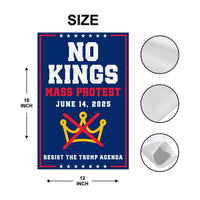 No Kings Mass Protest Garden Flag, 12x18 Inch Double Sided, Resist Hate Flag, Anti-Trump Flag, Resist Racism Flag, Resist Fascism Flag